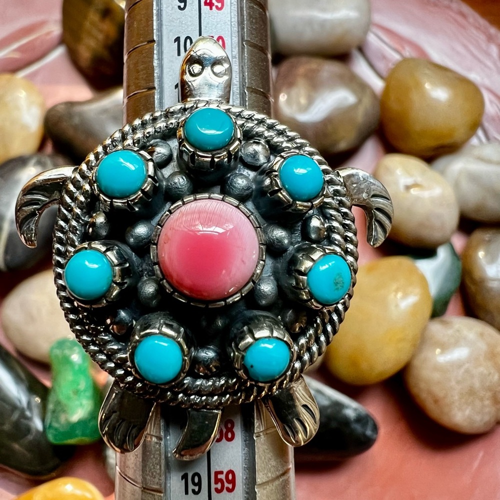 Southwestern Statement Turtle Ring With Kingman T… - image 8
